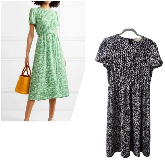 Michael Michael Kors Butterfly Print Pleated Crepe Midi Dress Size PL - Picture 1 of 9